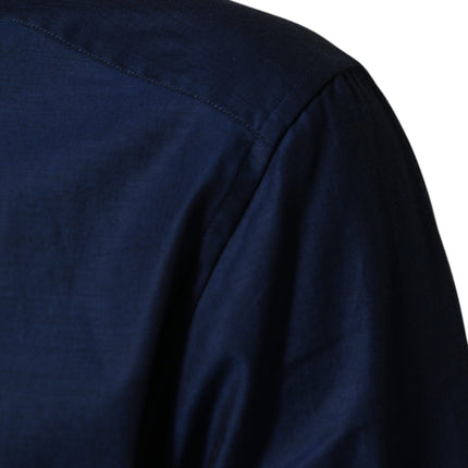 Dolce & Gabbana Blue Cotton Collared Men GOLD Dress Shirt