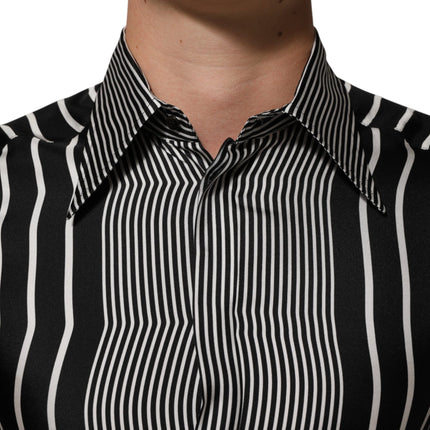 Dolce & Gabbana Black White Stripes Men MARTINI Dress Shirt