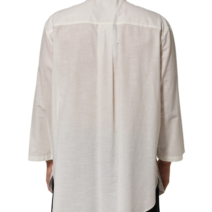 Dolce & Gabbana White Cotton Floral Print Button Down Shirt