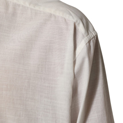 Dolce & Gabbana White Cotton Floral Print Button Down Shirt