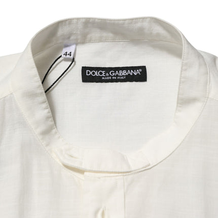 Dolce & Gabbana White Cotton Floral Print Button Down Shirt