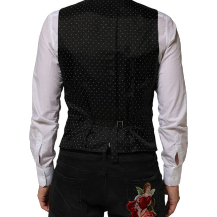 Dolce & Gabbana Black Wool Dress Formal Men Waistcoat Vest