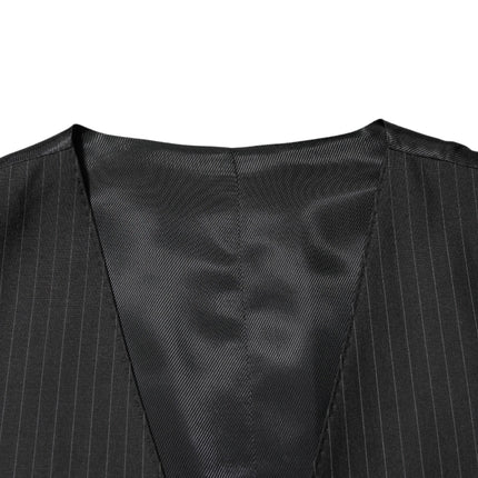 Dolce & Gabbana Black Wool Men Dress Formal Waistcoat Vest