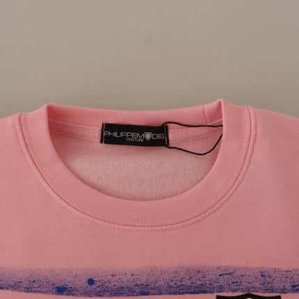 Philippe Model Pink Printed Long Sleeves Pullover Sweater