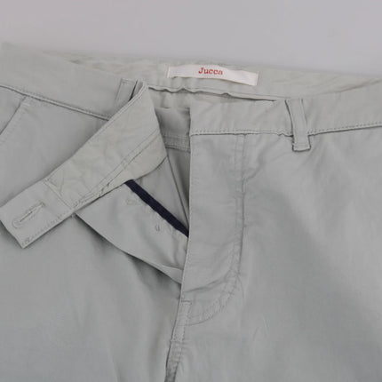 Jucca Cotton Gray High Waist Skinny Cropped Trousers Pants