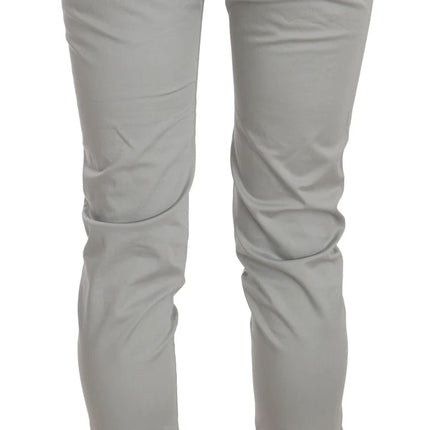 Jucca Cotton Gray High Waist Skinny Cropped Trousers Pants