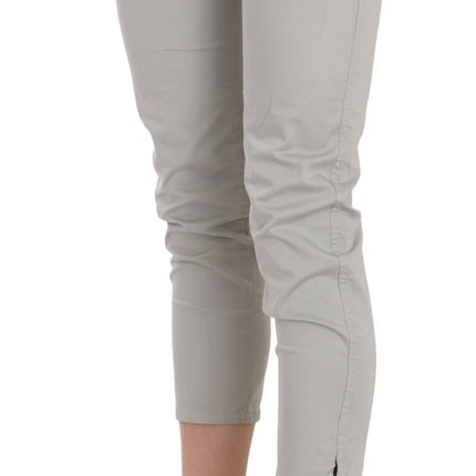 Jucca Cotton Gray High Waist Skinny Cropped Trousers Pants