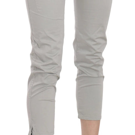 Jucca Cotton Gray High Waist Skinny Cropped Trousers Pants