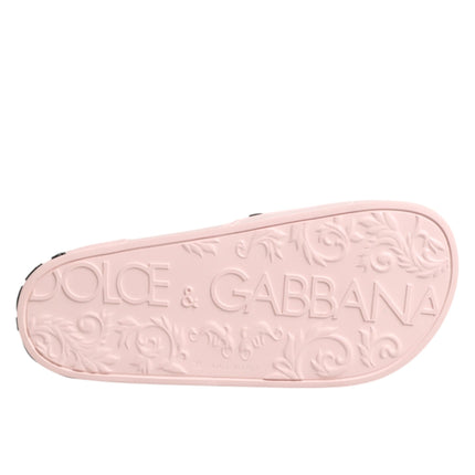 Dolce & Gabbana Pink Rubber Slides Sandals Beachwear Shoes