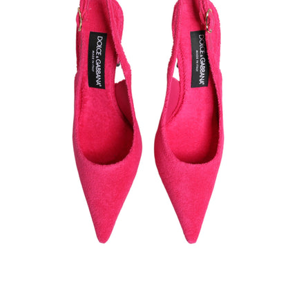 Dolce & Gabbana Pink Terry Cloth High Heels Slingback Shoes