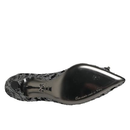 Dolce & Gabbana Silver Lace DG Amore Heels Pumps Shoes