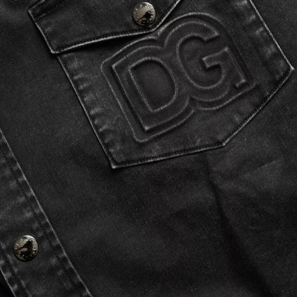 Dolce & Gabbana Black Cotton Long Sleeve Denim Casual Shirt