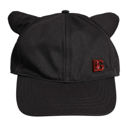 Dolce & Gabbana Black Cotton Logo Patch 6 Panels Baseball Cap Hat