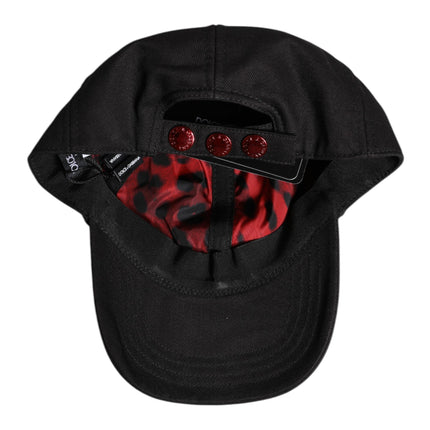Dolce & Gabbana Black Cotton Logo Patch 6 Panels Baseball Cap Hat