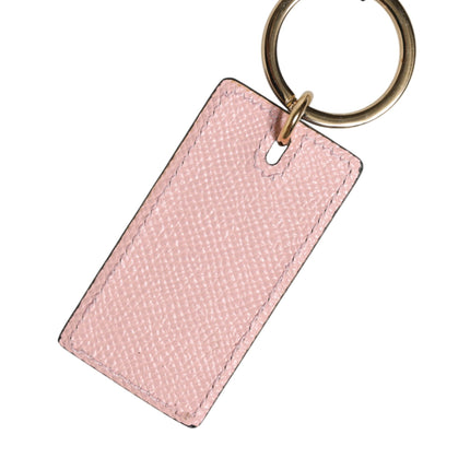 Dolce & Gabbana Pink Calf Leather DG Logo Metal Ring Keychain Keyring