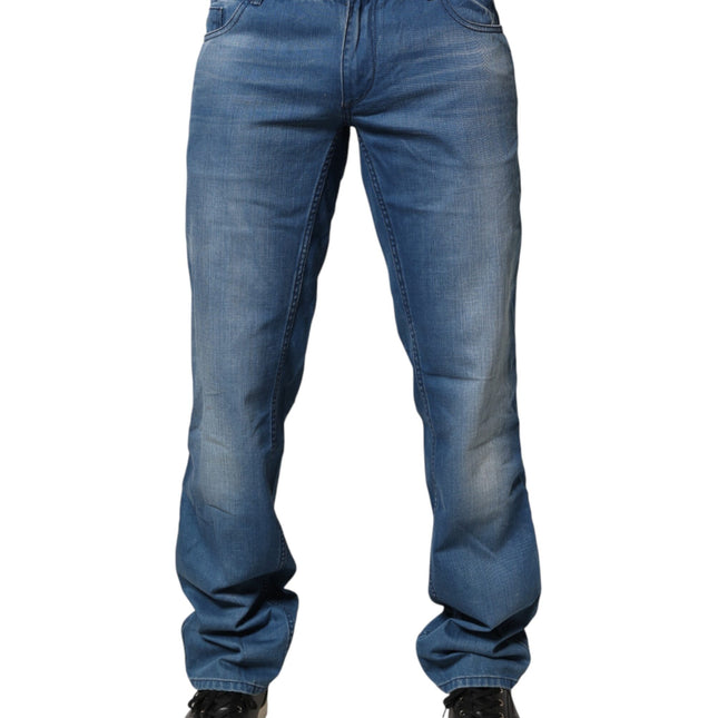 Verri Blue Washed Cotton Regular Fit Men Denim Trouser Jeans