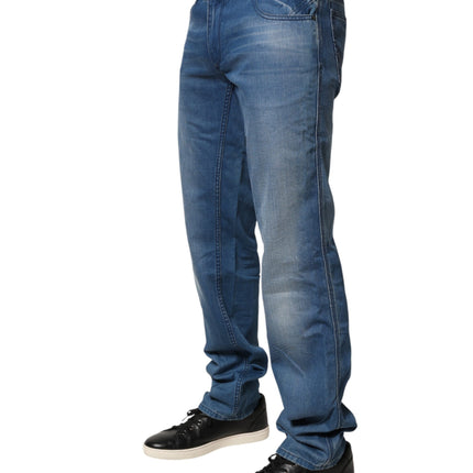 Verri Blue Washed Cotton Regular Fit Men Denim Trouser Jeans