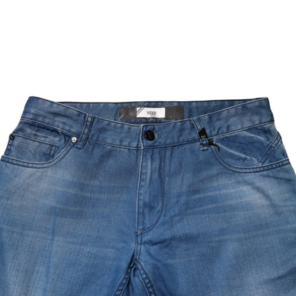 Verri Blue Washed Cotton Regular Fit Men Denim Trouser Jeans