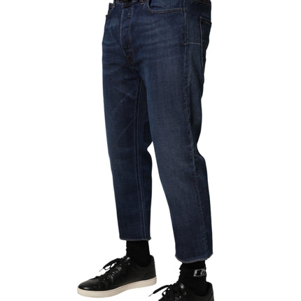 Vivienne Westwood Blue Mid Waist Cotton Men Cropped Denim Jeans