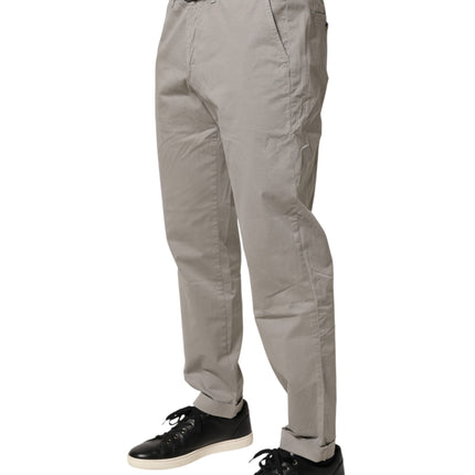 Jeckerson Gray Cotton Stretch Tapered Fit Men Chino Trouser Pants