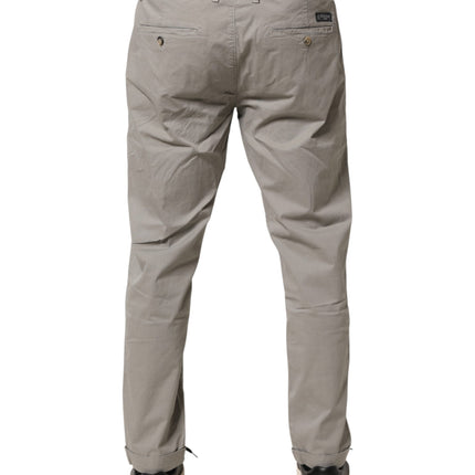 Jeckerson Gray Cotton Stretch Tapered Fit Men Chino Trouser Pants