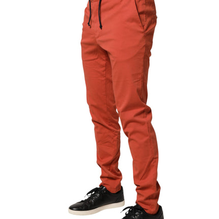 Domenico Tagliente Orange Skinny Fit Men Chino Trouser Pants