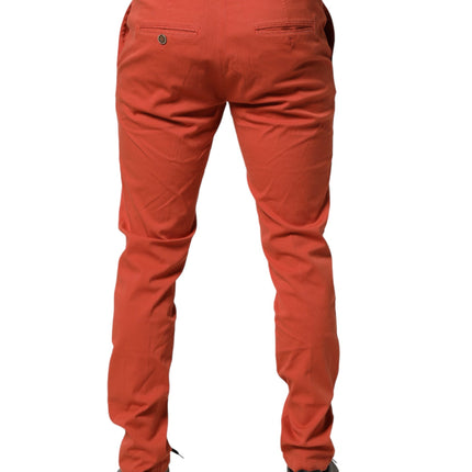 Domenico Tagliente Orange Skinny Fit Men Chino Trouser Pants