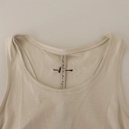 Max Mara Light Gray 100% Cotton Sleeveless Razor Back Tank Top