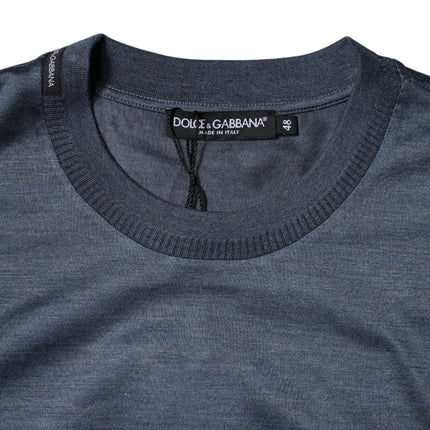 Dolce & Gabbana Blue Silk Crew Neck Short Sleeves Men T-shirt