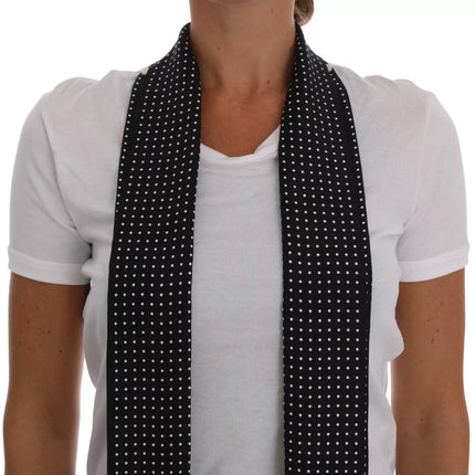 Dolce & Gabbana White Cotton Black Silk Scarf Top T-shirt