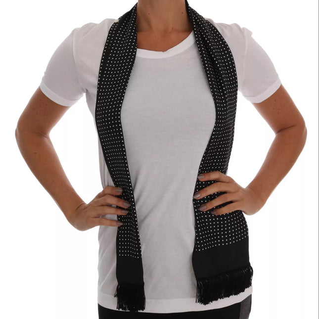 Dolce & Gabbana White Cotton Black Silk Scarf Top T-shirt