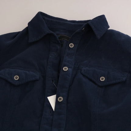 Acht Cotton Blue Corduroy Long Sleeves Shirt Top Blouse