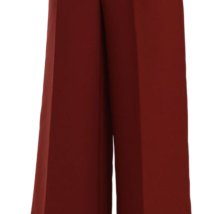 Jucca Red High Waist Cropped Flared Dress Formal Trouser Pants