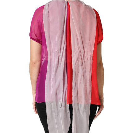 Dolce & Gabbana Multicolor Short Sleeves Silk Blouse Top