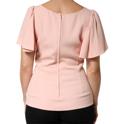 Dolce & Gabbana Pink Short Sleeves Round Neck Blouse Top
