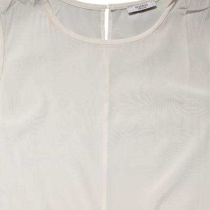 Peserico Off White Silk Stretch Roundneck Sleeveless Tank Top