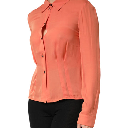 Emporio Armani Orange Collared Button Down Long Sleeves  Top