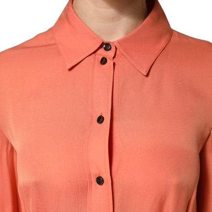 Emporio Armani Orange Collared Button Down Long Sleeves  Top