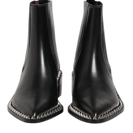 Dolce & Gabbana Black Studded Chelsea Short Ankle Boots Shoes
