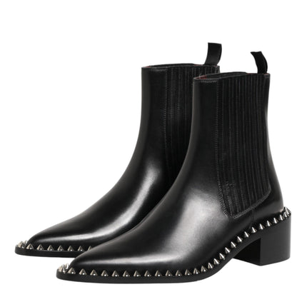 Dolce & Gabbana Black Studded Chelsea Short Ankle Boots Shoes