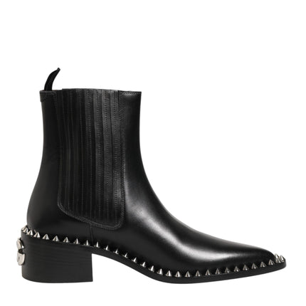Dolce & Gabbana Black Studded Chelsea Short Ankle Boots Shoes