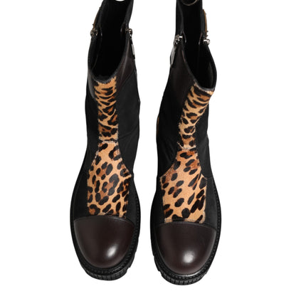 Dolce & Gabbana Multicolor Leopard Mid Calf Boots Shoes
