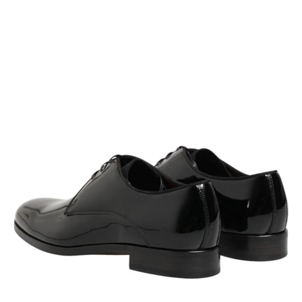 Dolce & Gabbana Black Calfskin Leather Derby Dress Shoes