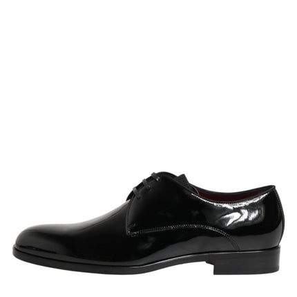 Dolce & Gabbana Black Calfskin Leather Derby Dress Shoes