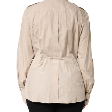 Dolce & Gabbana Beige Collared Long Sleeve Cotton Shirt Top