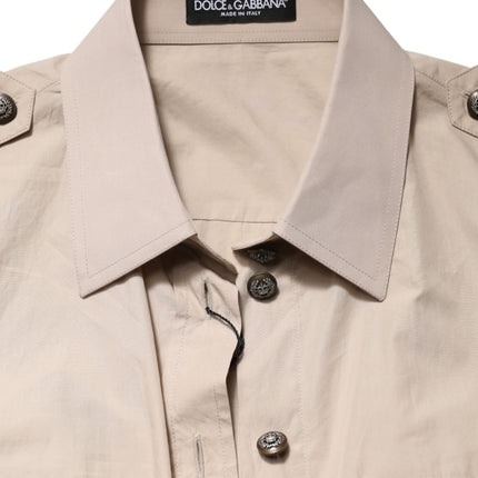 Dolce & Gabbana Beige Collared Long Sleeve Cotton Shirt Top