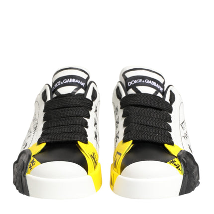 Dolce & Gabbana Multicolor Leather Graffiti Low Top Sneakers Shoes