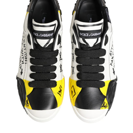 Dolce & Gabbana Multicolor Leather Graffiti Low Top Sneakers Shoes