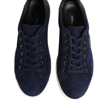 Dolce & Gabbana Blue Leather Suede Low Top Sneakers Shoes
