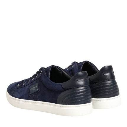 Dolce & Gabbana Blue Leather Suede Low Top Sneakers Shoes